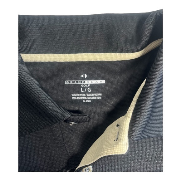 Grand Slam Golf Mens Polo Large Black with Purple Accents Polyester - Picture 2 of 4